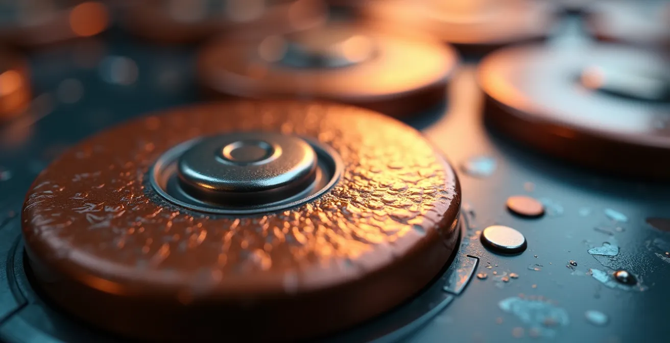 Vue macro détaillée d'une cellule de batterie lithium-ion